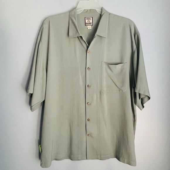 Tommy Bahama 100% Silk Shirt Men's XL Green Tropical Short Sleeve Button Up - Picture 1 of 13